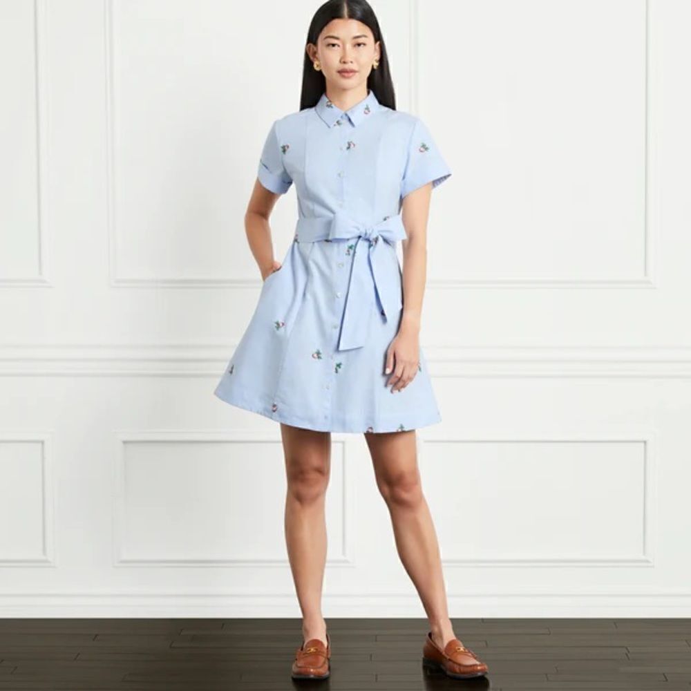Hill House Oxford Blue Floral Embroidery Laura Dress Nwt